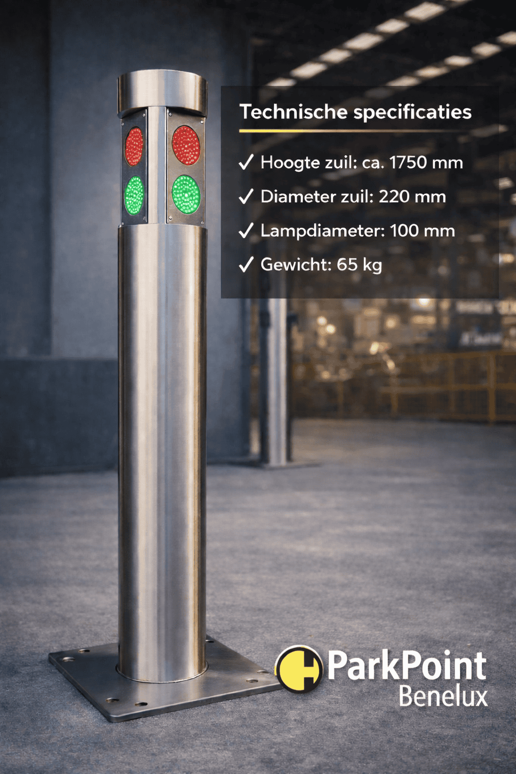 Stoplicht in zuil RVS 